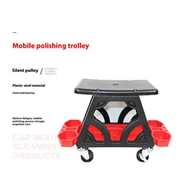 Taburete rodante con ruedas 360° para detailing de coche - Asiento auxiliar regulable