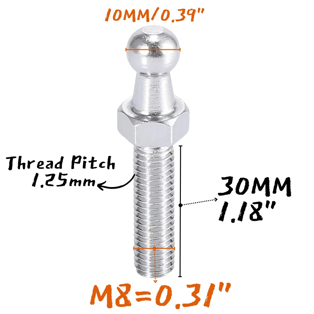Perno prisionero M8x30mm con tuerca y arandela – kit suspensión universal - imagen 2