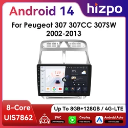Autorradio Hizpo 2DIN 9" Android CarPlay GPS – Peugeot 307