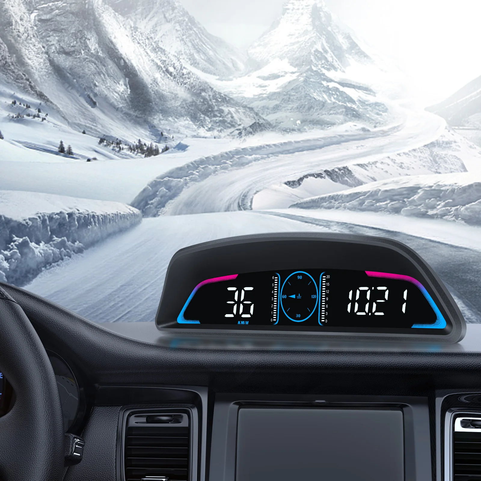 Pantalla frontal HUD OBD B3 con velocímetro digital y alarma de RPM - imagen 2