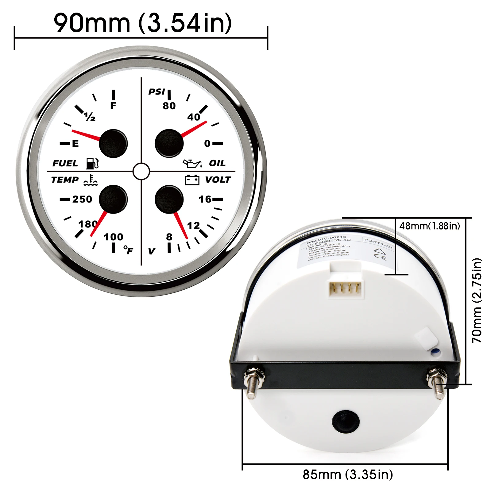 Reloj 4 en 1 de presión de aceite, nivel de combustible y temperatura - imagen 2