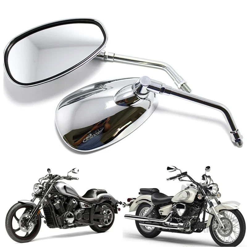 Retrovisores cromados universales para moto con rosca de 10 mm