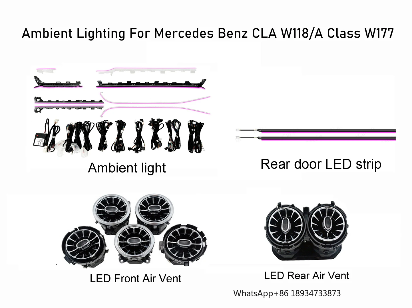 Luces LED ambientales para Mercedes Clase A W177 2019-2025 - imagen 2