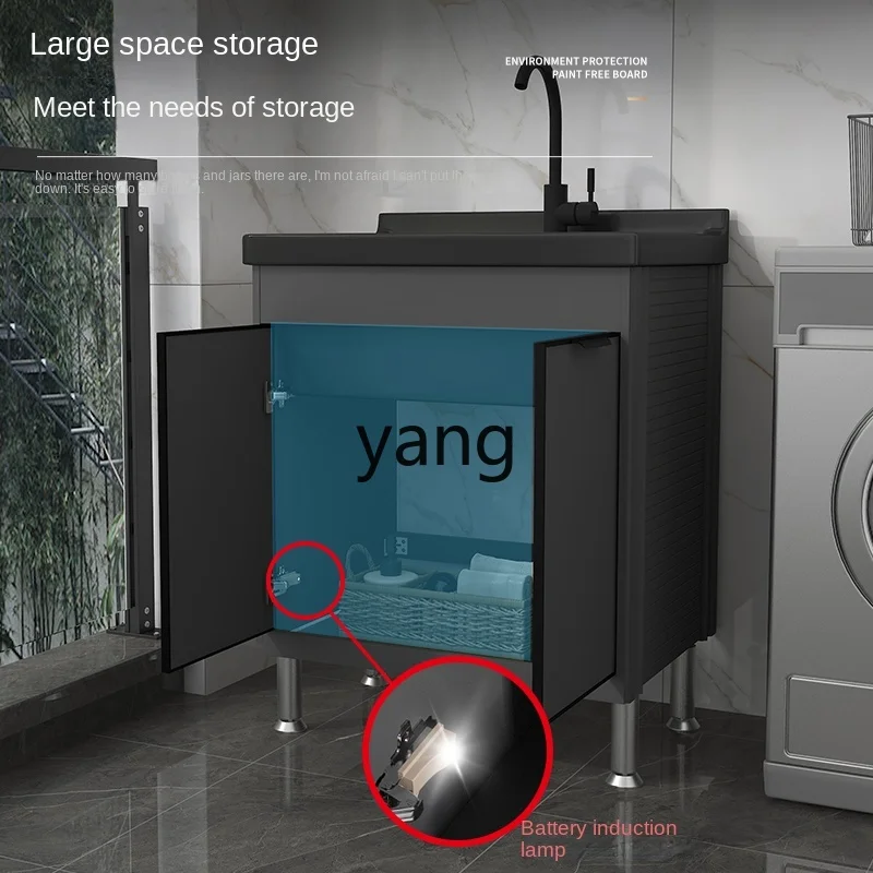 Mueble de lavandería de aluminio con pila cerámica para balcón - imagen 3