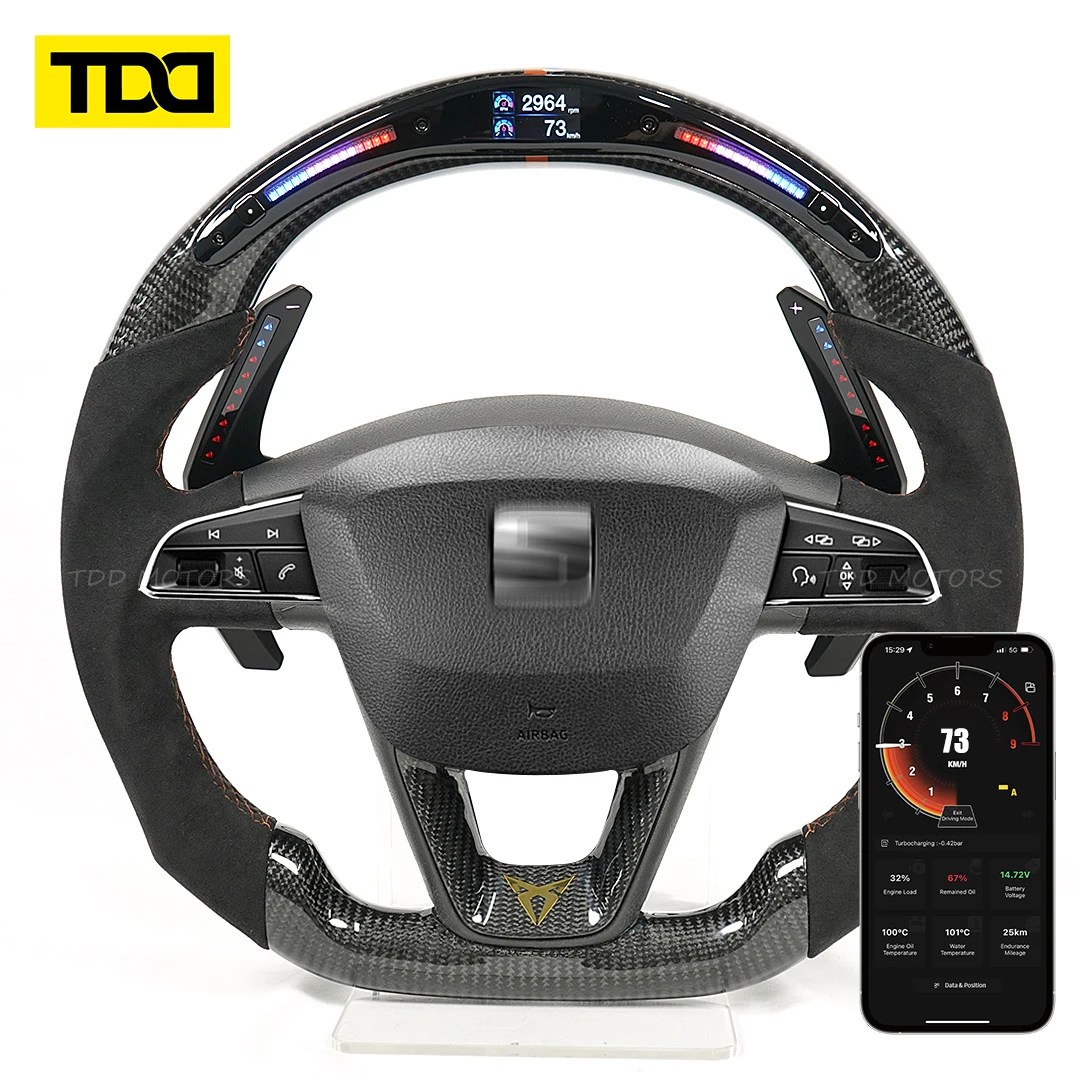 Volante TDD fibra de carbono con cuero perforado Seat León FR Cupra 5F - imagen 3