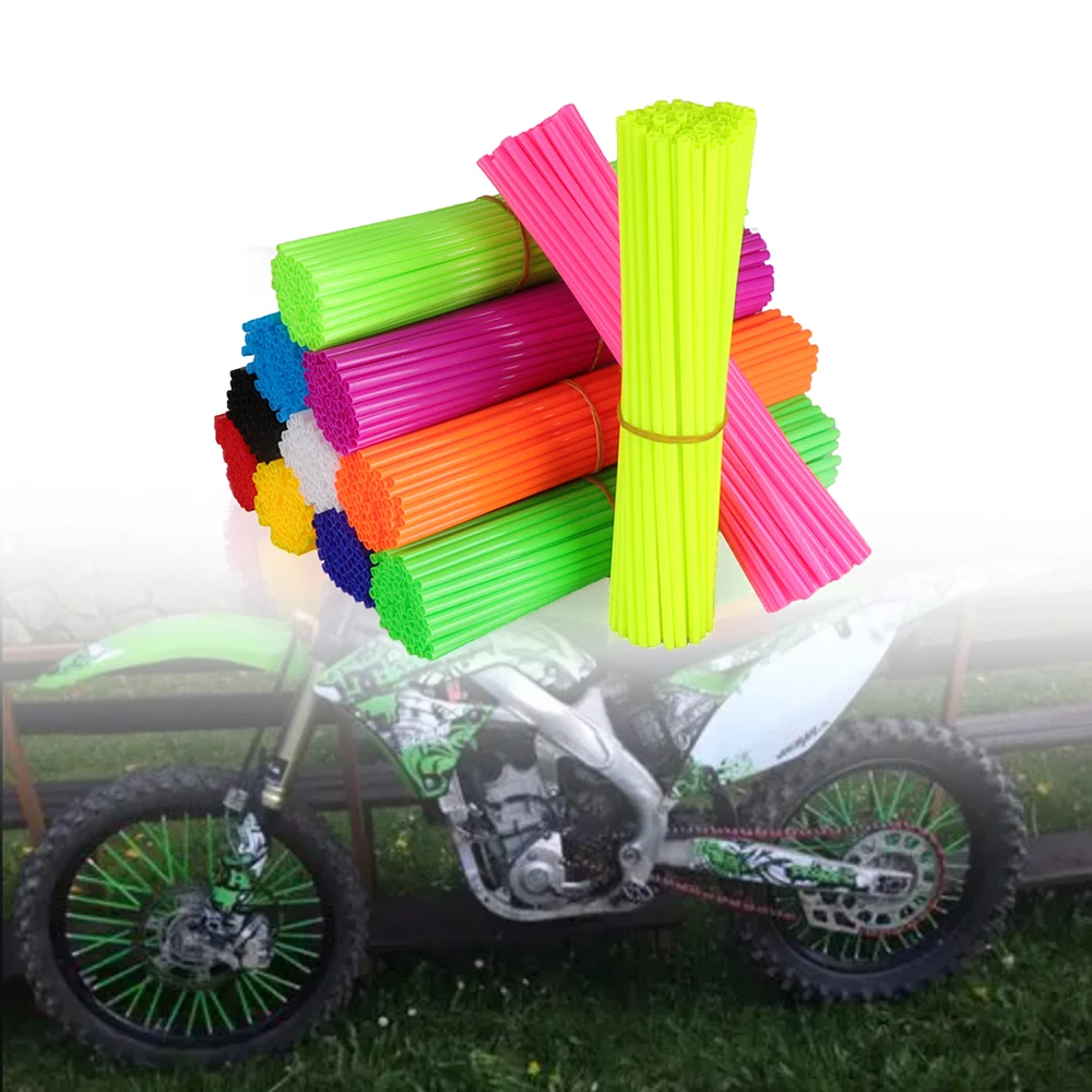 Protector de radios de rueda para motocicleta, 24CM, 72 Uds., envolturas para llantas, cubiertas embellecedoras de piel, tubo para Motocross, bicicleta, Enduro, accesorios geniales