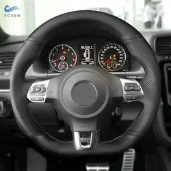 Funda de volante de cuero negro para VW Golf 6 GTI y Polo GTI