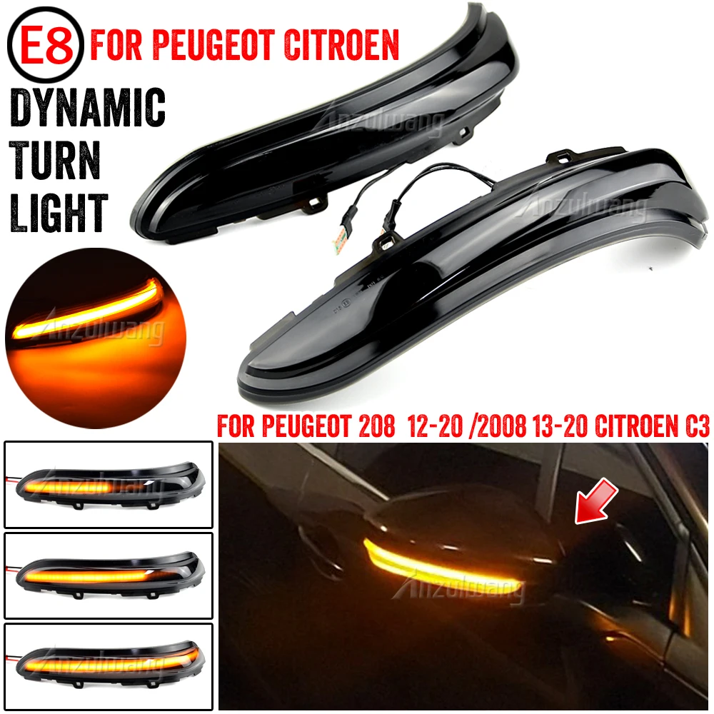 Intermitentes LED dinámicos de espejo Peugeot 208/2008, Citroën C3/C4