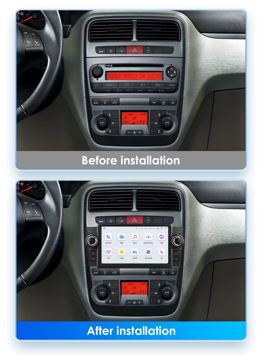 Radio 2Din Android 12 CarPlay GPS para Fiat Grande Punto y Linea - imagen 2