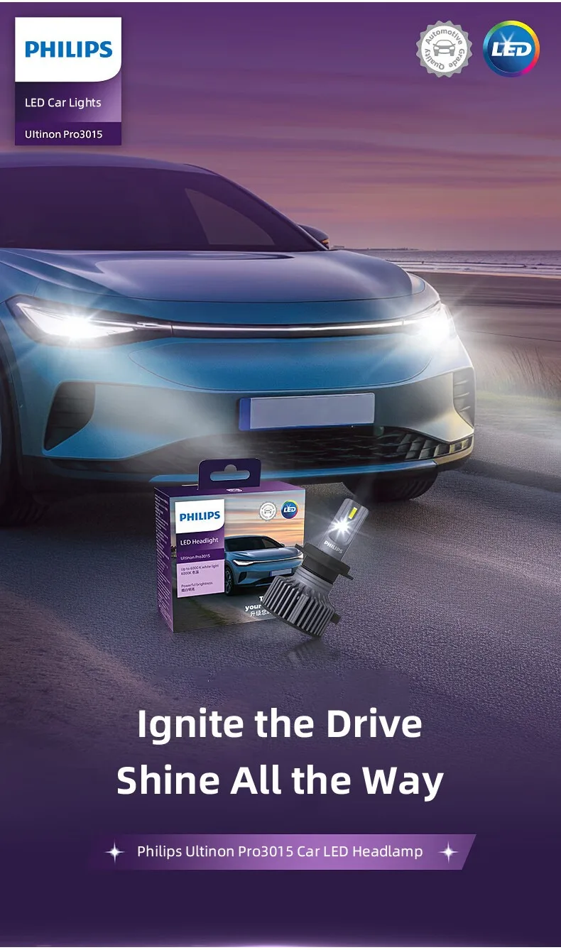 Philips Ultinon Pro3015 H1 H4 H7 H11 HB3 9005 HB4 9006 HIR2 9012 LED luz de cabeza de coche 6000K blanco brillante Original LED faros antiniebla