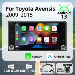 Radio 2 DIN CarPlay Android Auto para Toyota Avensis 2009-2015
