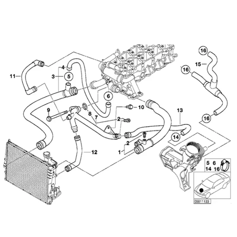 11532247154 Mangueras de agua de refrigeración del motor - BMW E39 - imagen 4