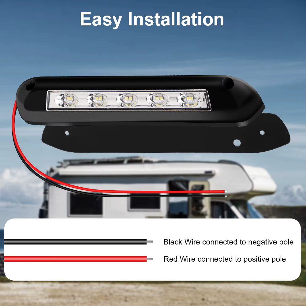 Lámpara LED exterior para toldo de caravana y furgoneta 12/24 V
