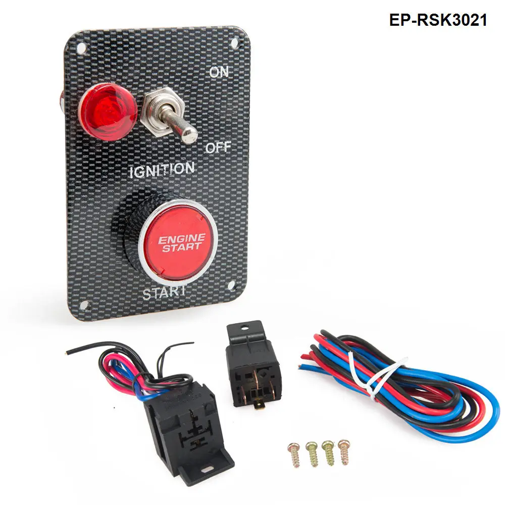 Interruptor de palanca LED rojo con acabado fibra de carbono