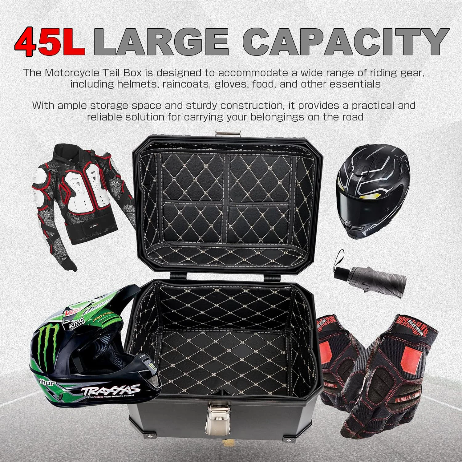 Maletero superior impermeable con cerradura y antichoques para moto - imagen 3