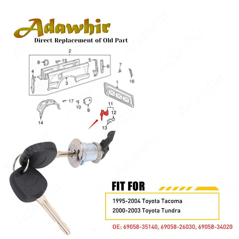 Cilindro cerradura tapa depósito combustible Toyota Tacoma/Tundra