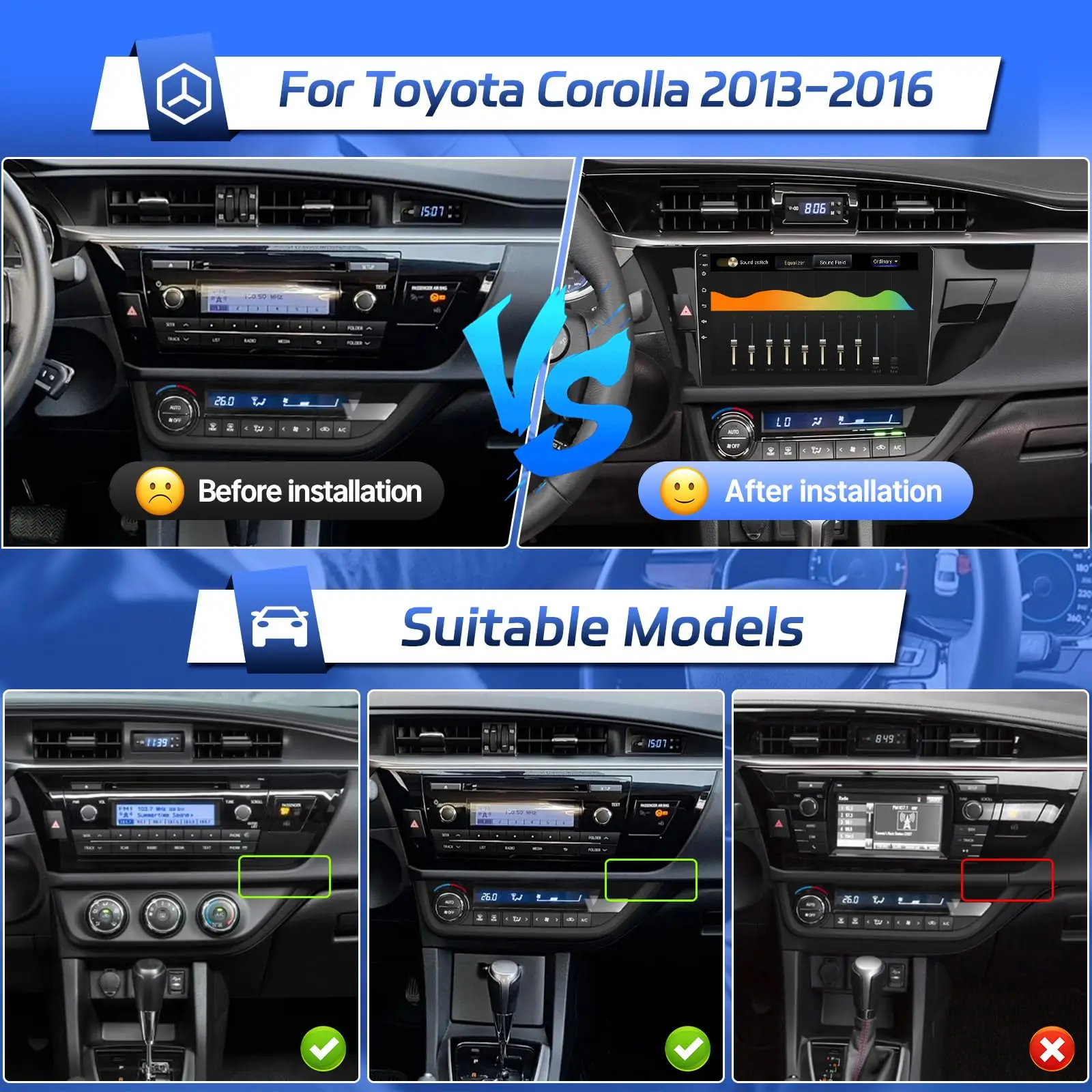 Unidad principal del receptor de Audio del coche de 10,1 pulgadas Bluetooth WiFi navegación GPS FM cámara trasera SWC para Toyota Corolla 2013 2014 2015 2016 - imagen 2