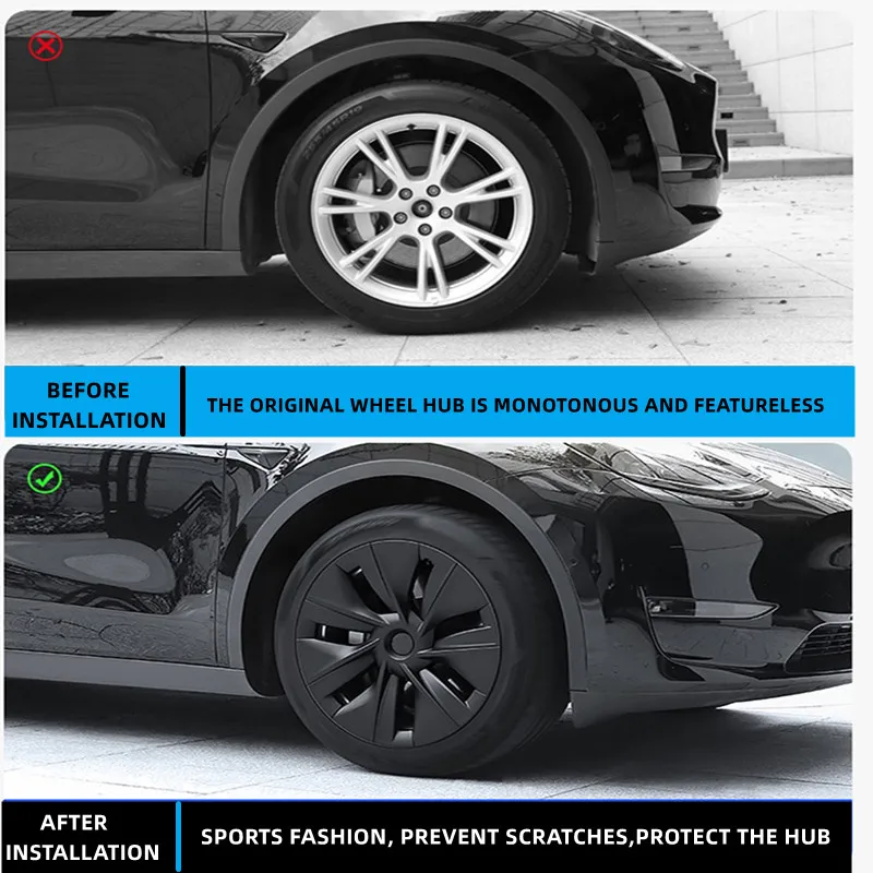 4 Uds. Tapas de cubo de rueda de 19 pulgadas para Tesla Model Y 2023 cubierta de rueda completa reemplazo de rendimiento accesorios originales de tapacubos de rueda de coche - imagen 5