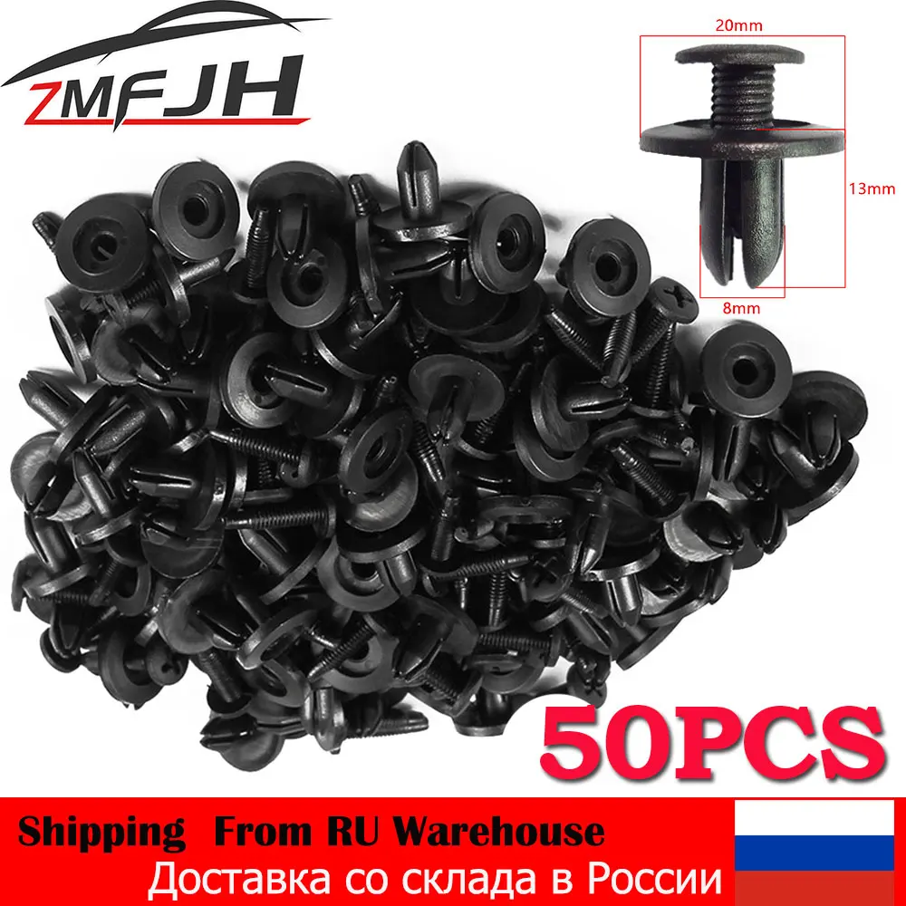 50 unids/lote 6mm/8mm Auto parachoques sujetador Clip agujero remache retenedor empuje cubierta del motor puerta de coche cubierta de parachoques sujetadores para Honda - imagen 5