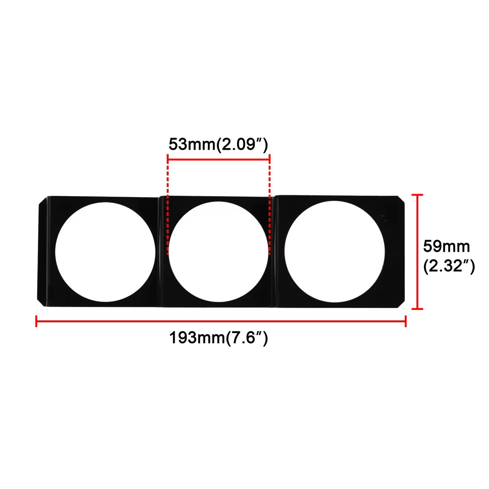 Panel triple para relojes 52 mm, soporte metálico universal 1 DIN - imagen 2
