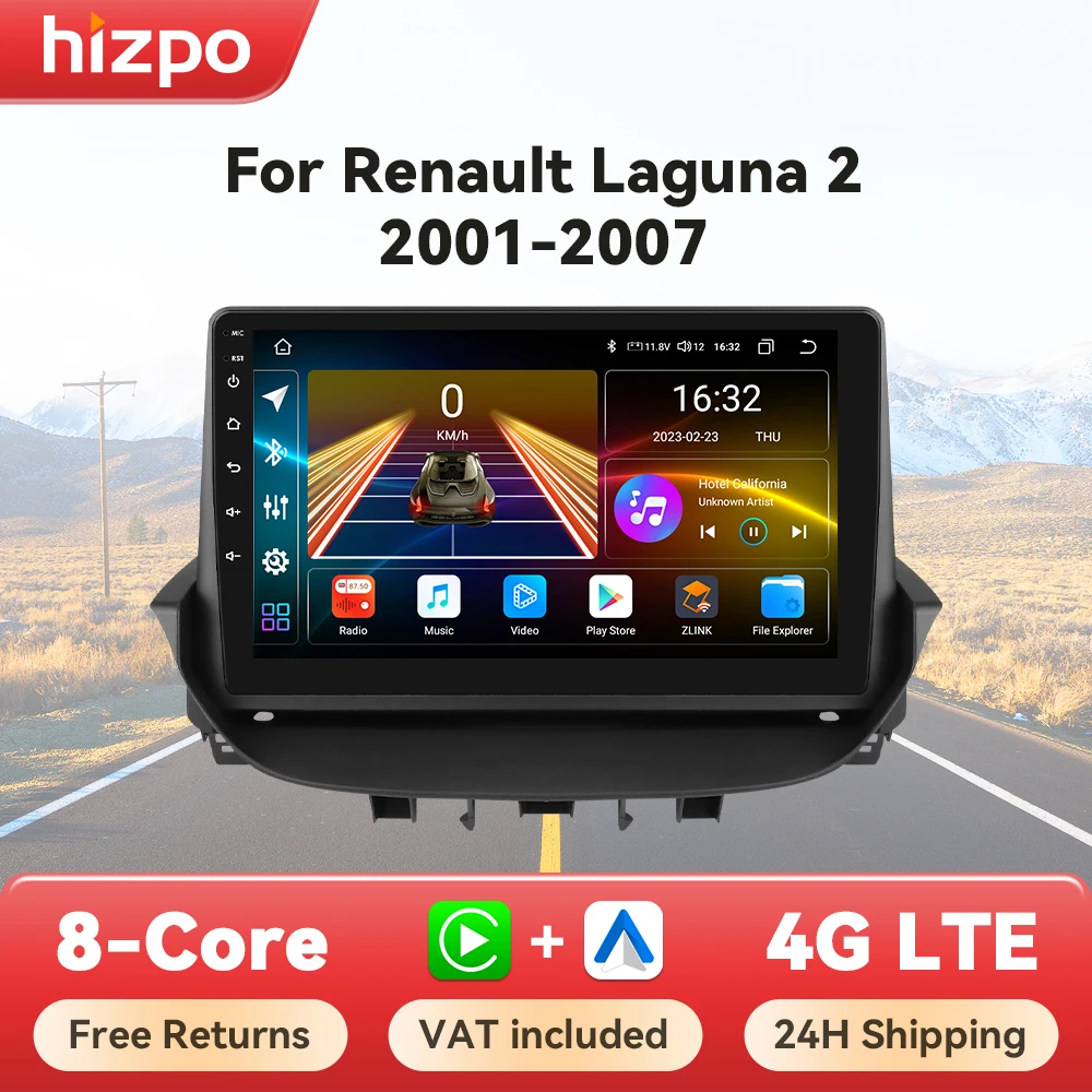 Hizpo Radio Multimedia 2 DIN con GPS y CarPlay para Renault Laguna II