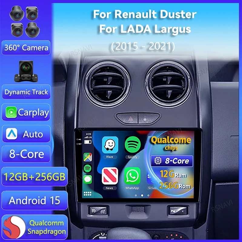 Radio GPS Android Auto CarPlay para Renault Duster y LADA Largus