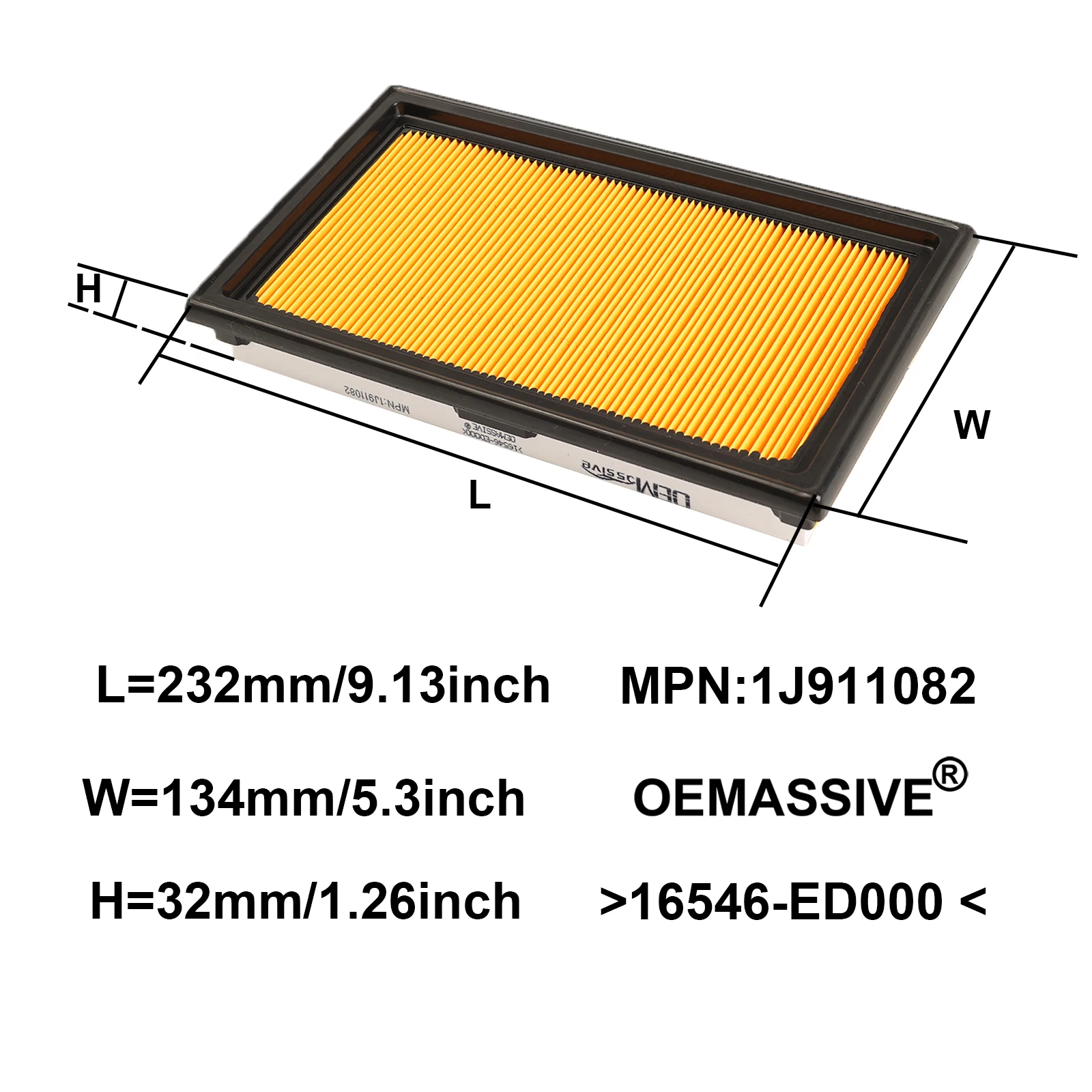 Filtro de aire Nissan 16546-ED000 para Qashqai Micra Note 1.5-1.8 - imagen 3