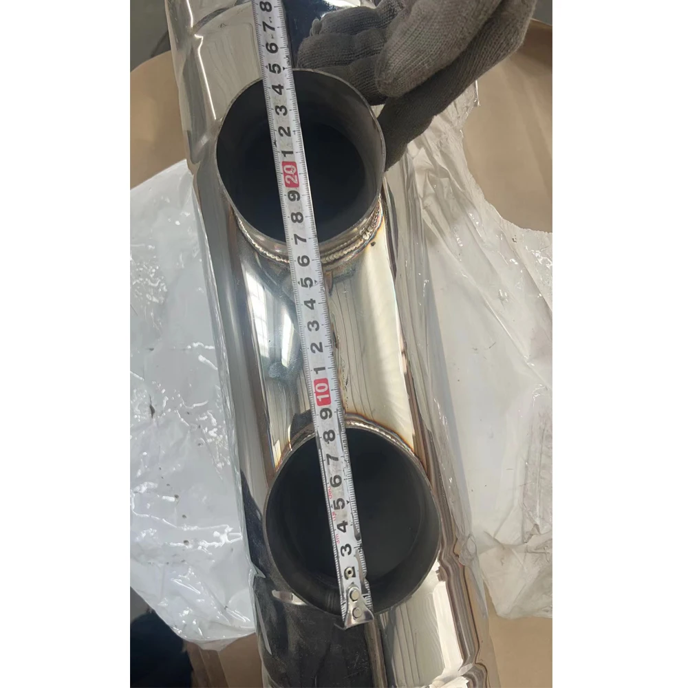 Silenciador en T de escape Universal de 76-63MM, doble entrada, doble salida, válvula de vacío Catback, silenciador de escape con Control remoto de acero inoxidable - imagen 5