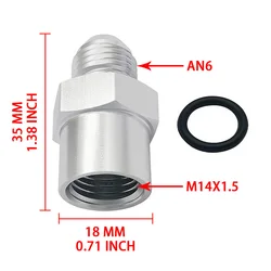 Adaptador recto de combustible M14x1,5 hembra a 6AN macho de aluminio
