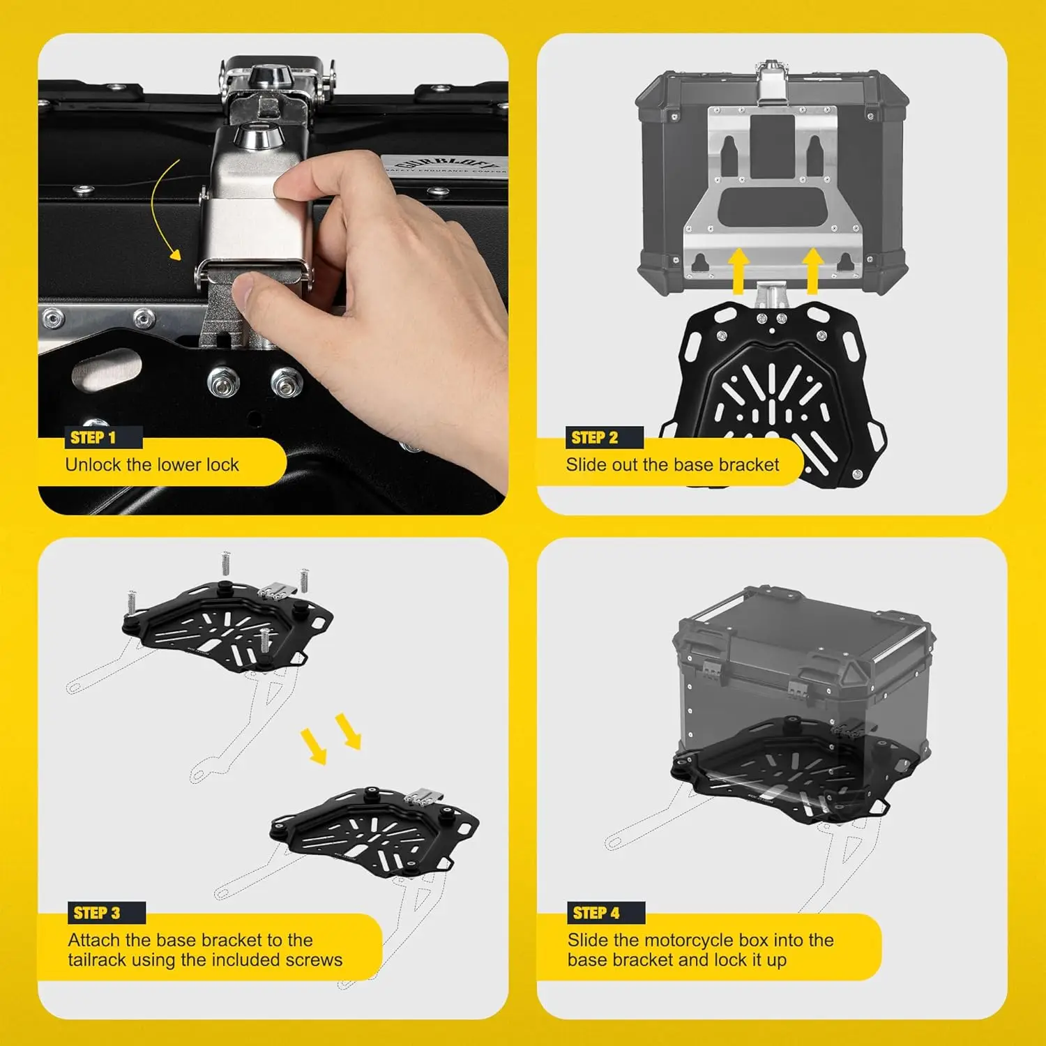 Baúl universal para moto impermeable con reflectantes negro - imagen 3
