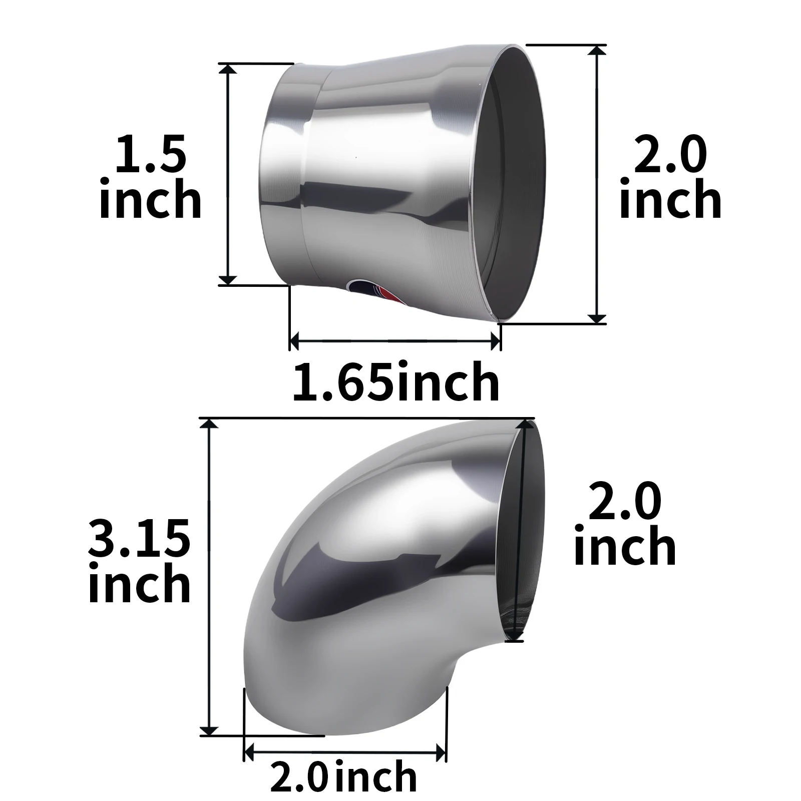 Recorte de escape activado por vacío universal de 51/63/76 mm/estilo de cierre de descarga con codo y reductor - imagen 3