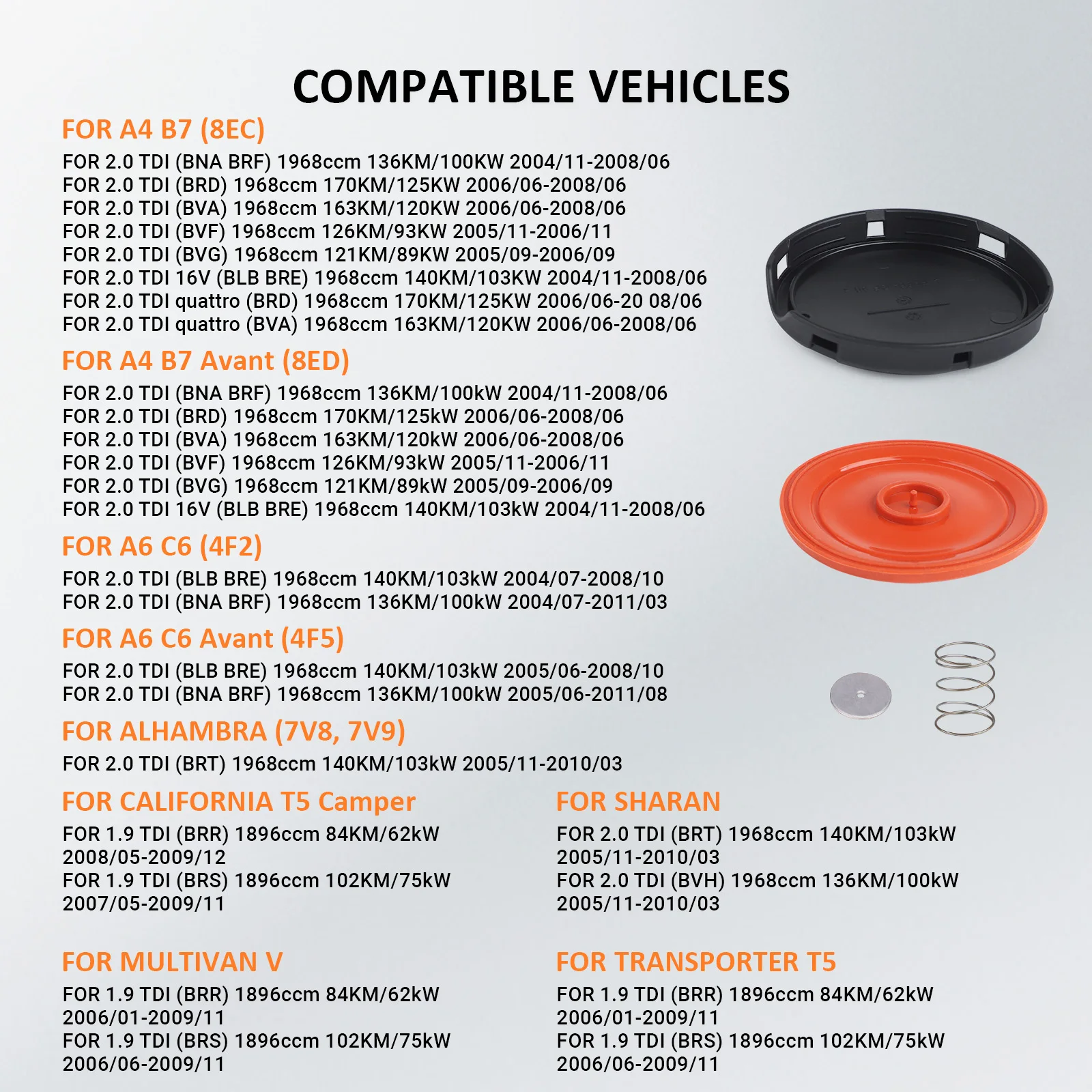 Kit de reparación de tapa de válvula PCV con membrana para VW Sharan Transporter 5 Audi A4 A6 03G103469K 03G103469H 03G103475B nuevo motor de coche - imagen 5