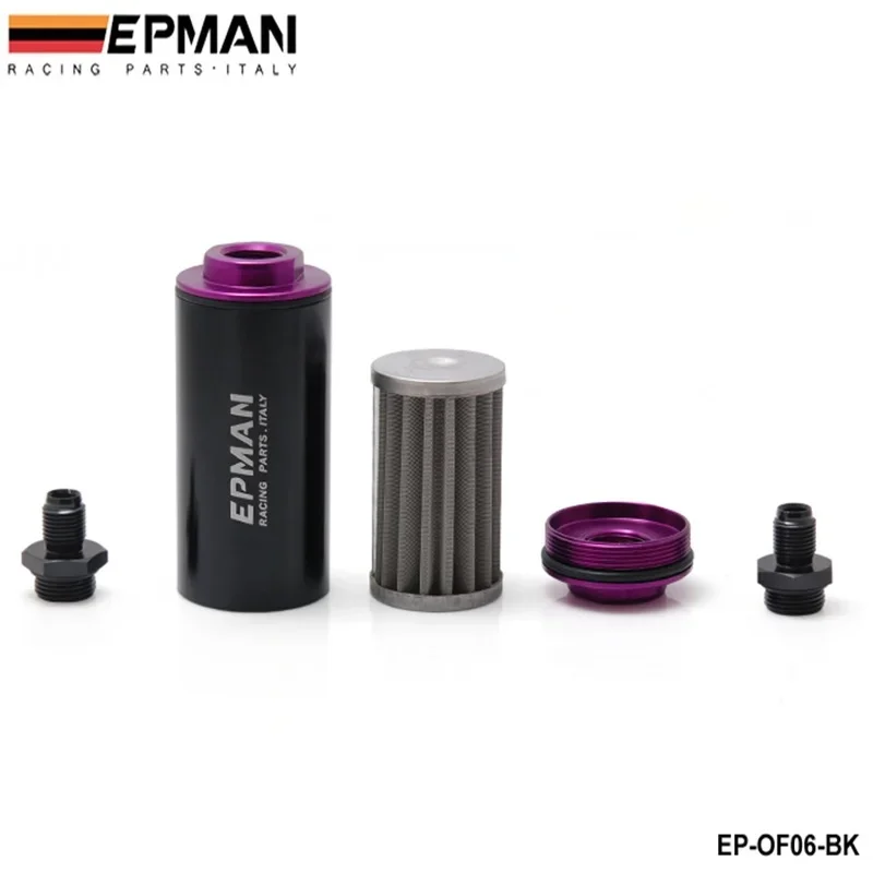 EPMAN AN6 Filtro de combustible aluminio racing acero inoxidable - imagen 3