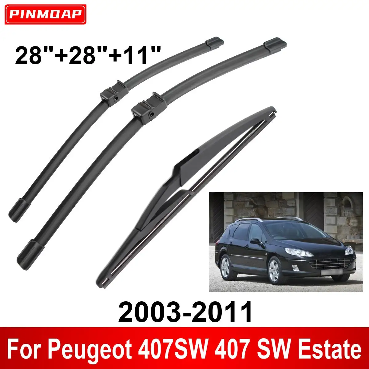 Escobillas limpiaparabrisas Peugeot 407 SW Estate delanteras y traseras