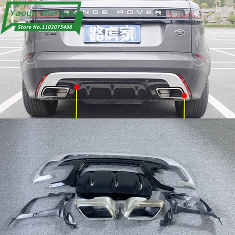 Difusor y alerón trasero ABS plateado/negro – Land Rover Velar 2017-19