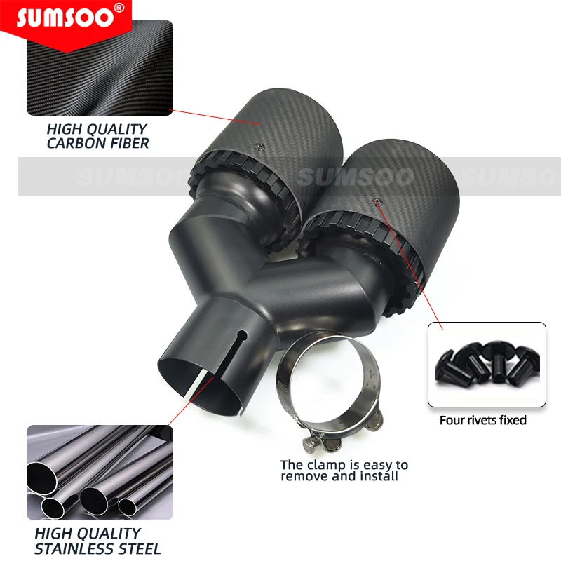 SUMSOO Embellecedor de escape tipo Y en fibra de carbono para VW Golf - imagen 4