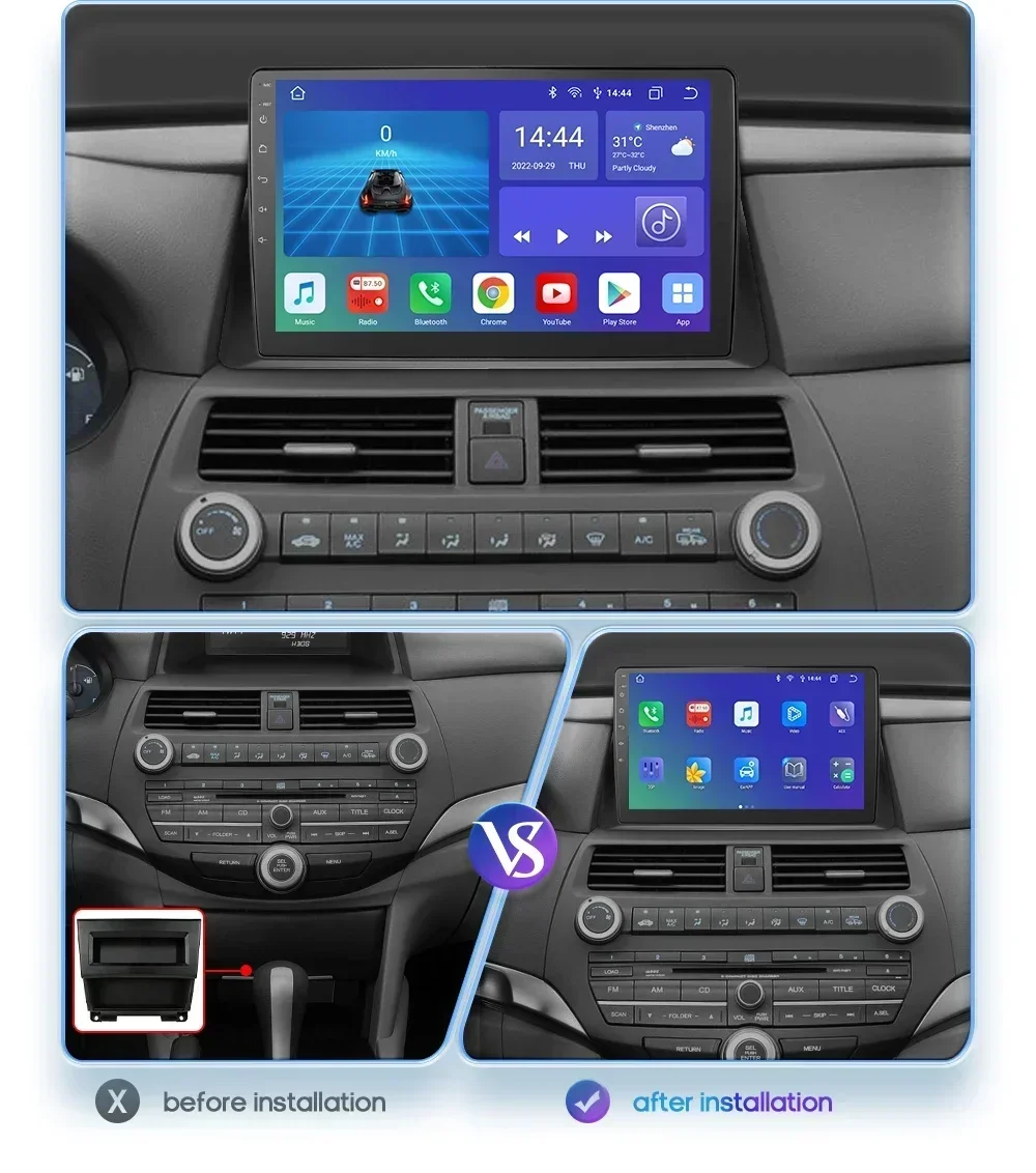 Hizpo Radio 2 DIN Android con CarPlay para Honda Accord VIII - imagen 2