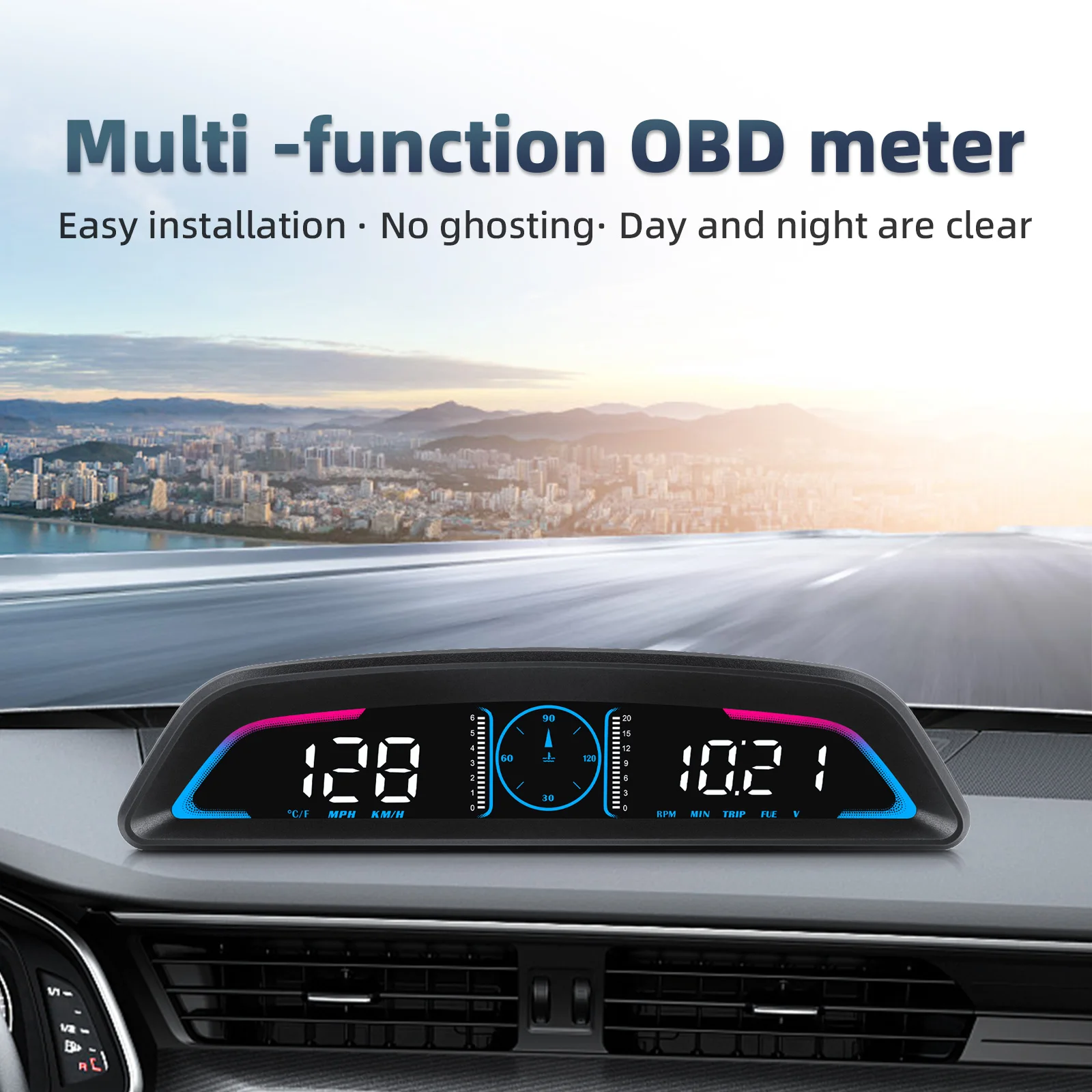 B3 Pantalla HUD OBD2/GPS con velocímetro y datos del motor