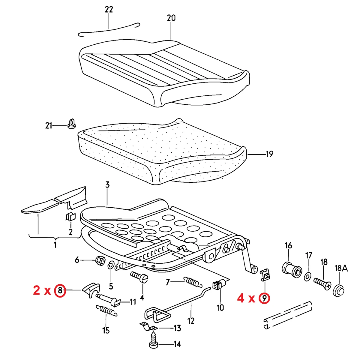 171881213B Guía rail asiento para Audi 80 B3 - imagen 4