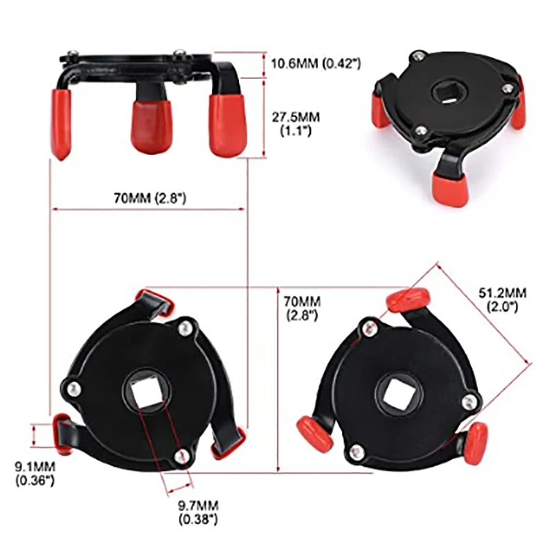 Herramienta de extracción de filtro de aceite para coche, herramienta Universal de alta calidad, 3 mandíbulas, interfaz de herramientas especiales, llave de filtro de aceite - imagen 2