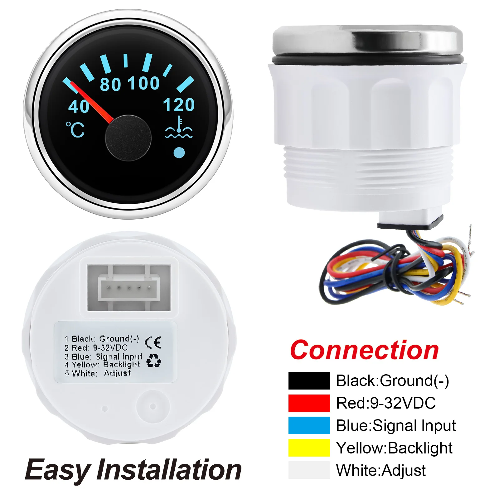 Indicador temperatura refrigerante 52 mm con sensor y alarma 12/24 V - imagen 5