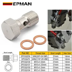Perno banjo EPMAN 7/16 UNF acero inoxidable para líneas de freno