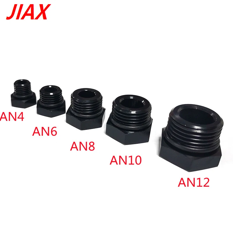 Tapón de cabeza hexagonal AN12 AN12, accesorio de aluminio negro, 1 pieza, con junta tórica