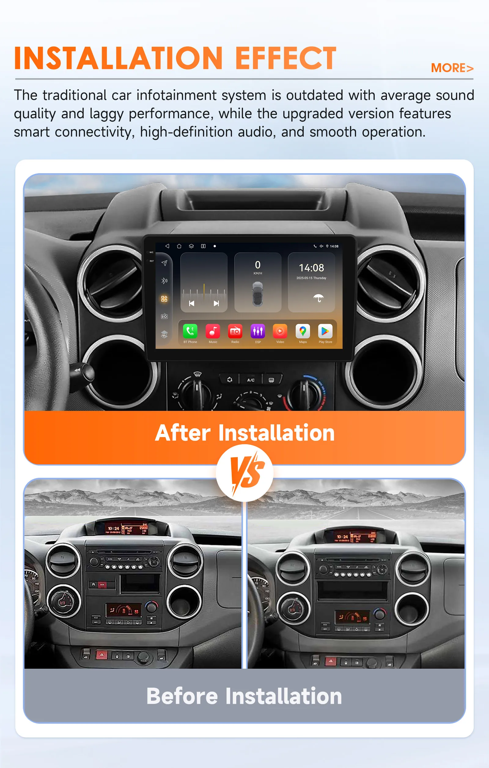 Hizpo-sistema de Radio inteligente para coche, CarPlay inalámbrico, Android Auto, No 2 din, DVD, para Citroen Berlingo B9 Peugeot Partner 2008 - 2019 - imagen 2