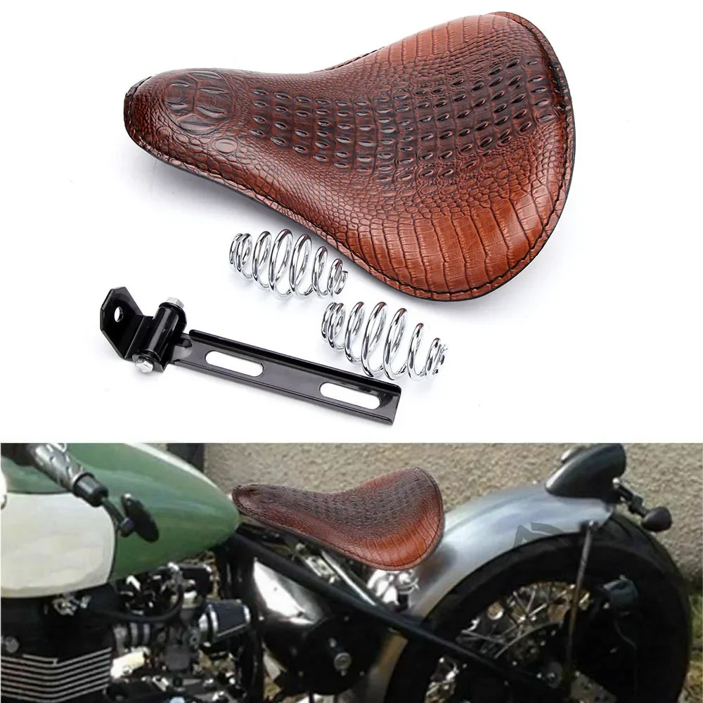 Asiento monoplaza retro efecto cocodrilo para Harley y Honda Café - imagen 2