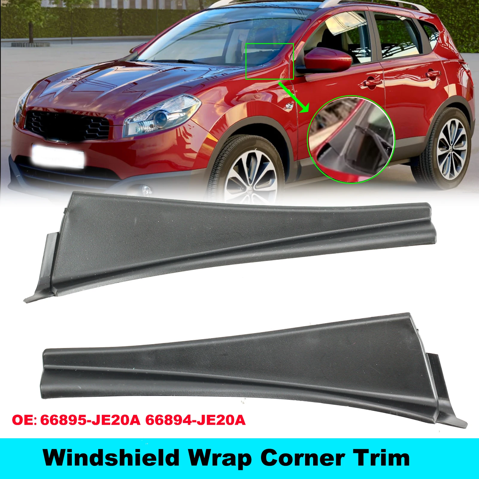 Cubierta embellecedora limpiaparabrisas negra Nissan Qashqai J10 2008-2015 - imagen 2
