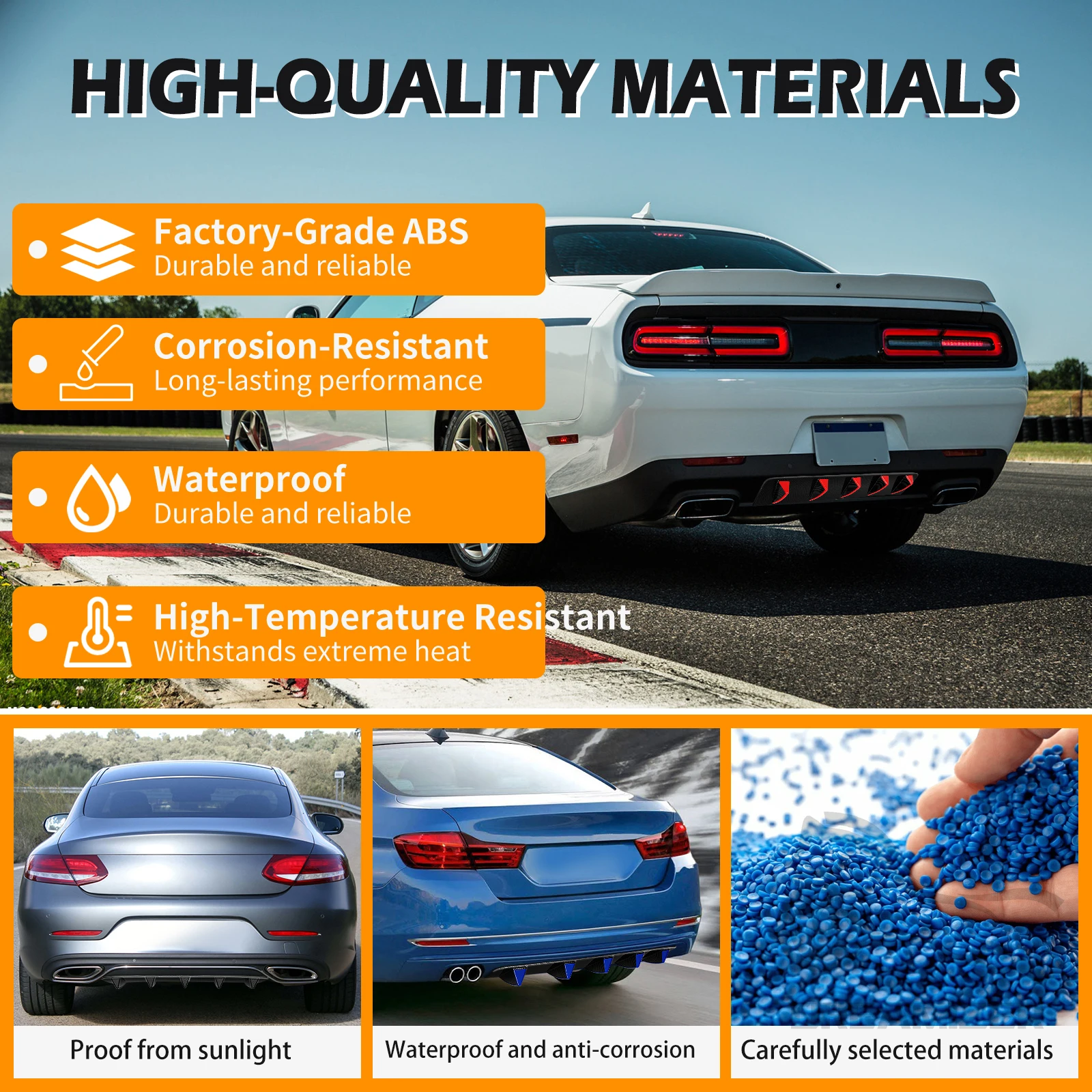 Aletas de tiburón difusoras traseras universales de carbono, negro, azul y rojo, 3 colores para Honda, Ford, Chevrolet Cruze - imagen 3