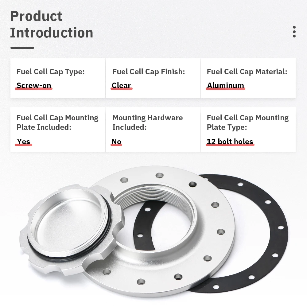 Tapa de tanque de sobretensión/pila de combustible de aluminio palanquilla con 12 orificios de perno con apertura de I.D de 3 pulgadas para celdas de combustible RI PQY-SLFCC-01SL - imagen 3