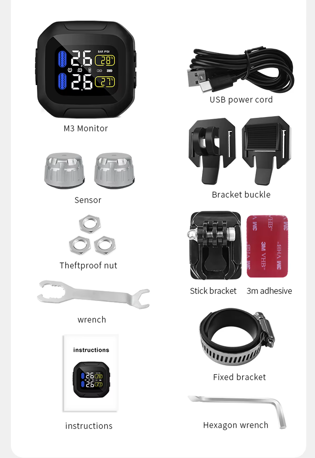 Sistema TPMS con receptor y sensores externos
