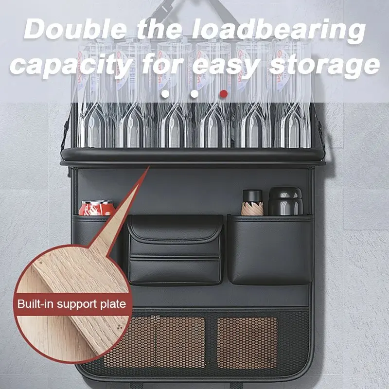 Organizador asiento trasero coche con bandeja plegable y soporte vasos - imagen 3